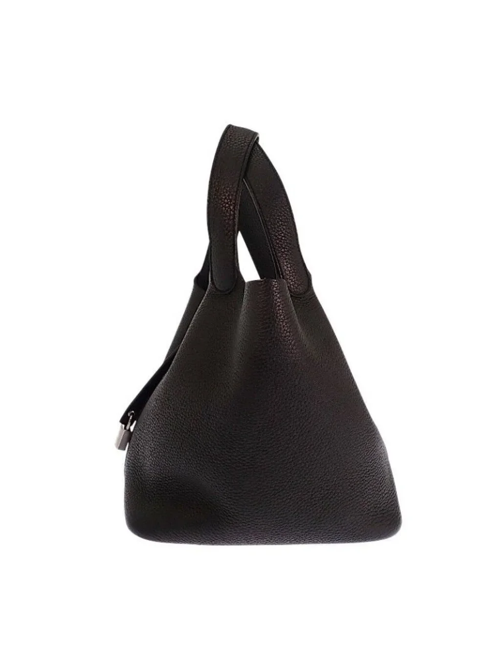 Hermes Picotin Lock MM Handbag Taurillon Clemence Black Silver
